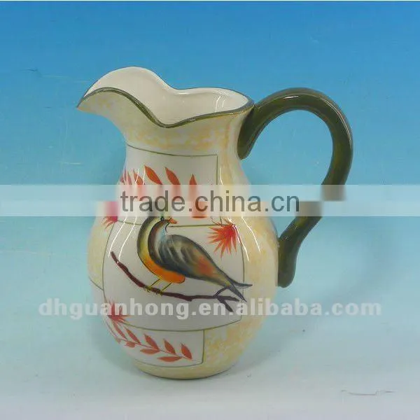 USA hot sale huge yellow DeHua ceramic beer pitcher with handle