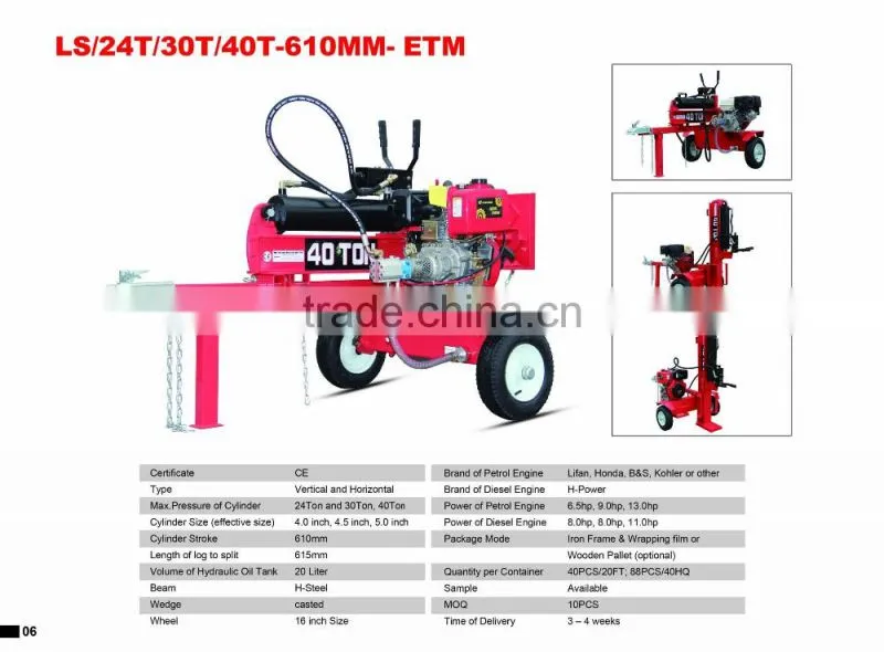 Good quality cheap price wholesaler 24T Mechanical Log Splitter, petrol engine cheap log splitter for sale