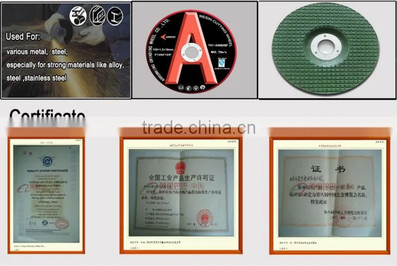 T27 4"Renforced resin grinding wheel for stainless steel