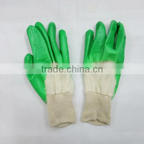 Green Nitrile Coated Cotton Safety Gloves