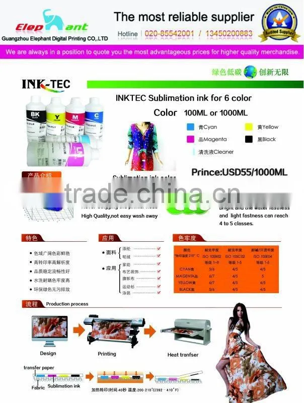 T-shirt Garment heat transfer inktec sublimation ink