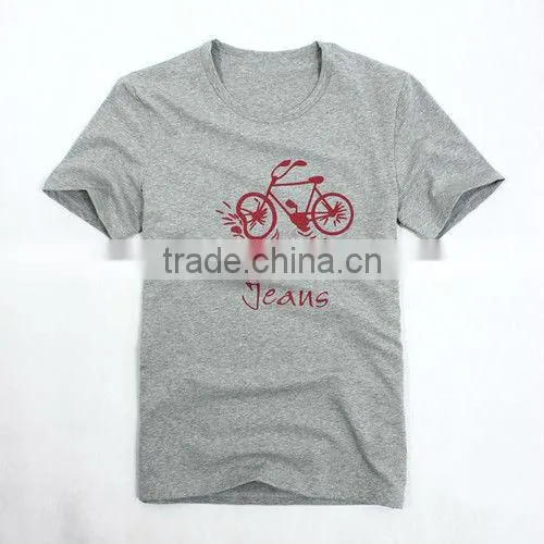 2013 summer casual heather grey O-neck cotton short sleeve custom printing t-shirts
