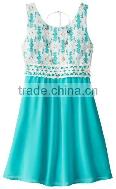 Fashion Flower Girl Crochet-To-Knit Tank Dress,Green Fancy Dress