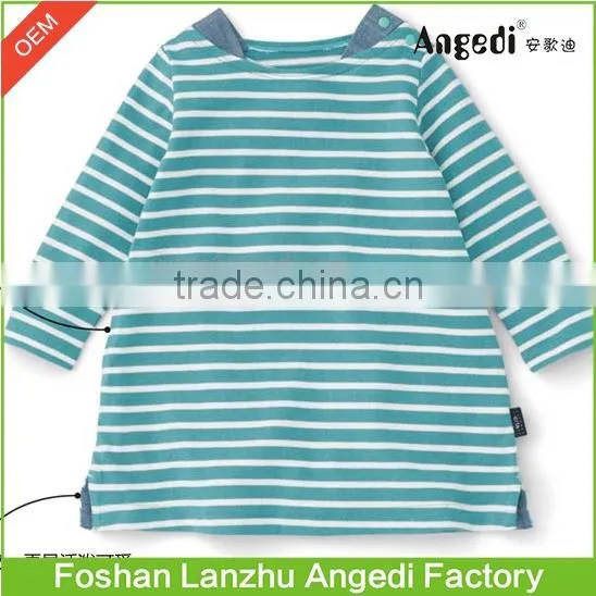 Children wear Girls cotton interlock long sleeve striped t shirt