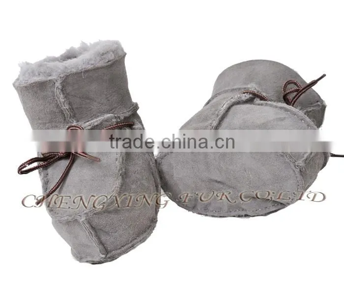 CX-SHOES-05C Chengxing Fur Wholesale Real Sheepskin Baby Shoes