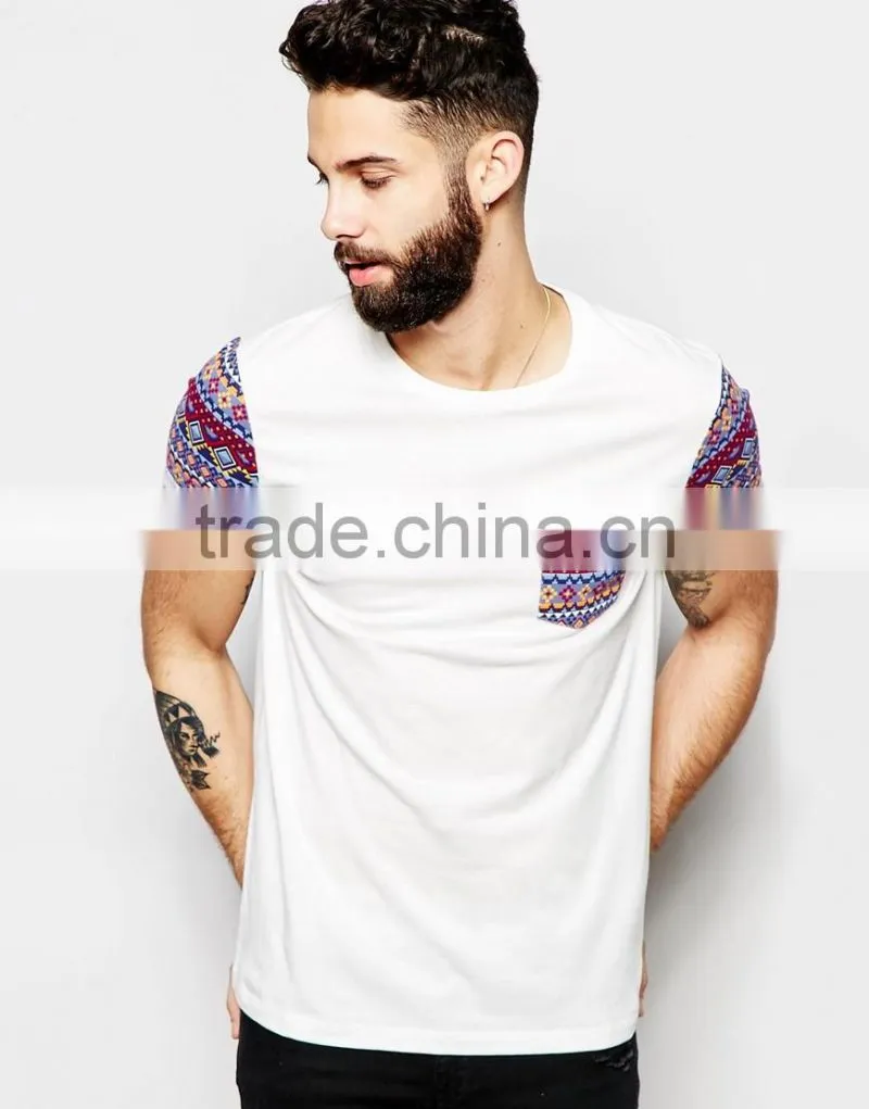 custom men short sleeve cotton t shirt with printed pocket Wholesale