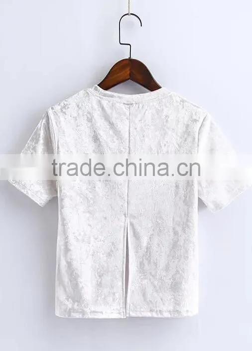 Runwaylover EY2389B Ladies Sexy 2017 Short Sleeve Crop Tops