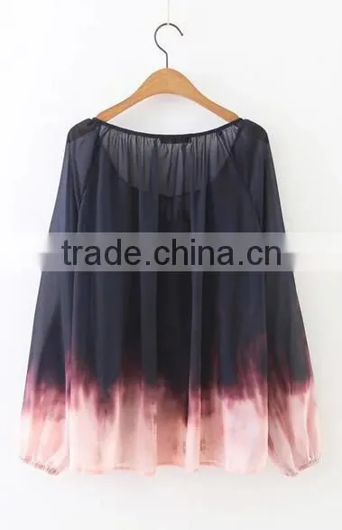 Runwaylover EY2342B Women 2017 Deep V-Neck Fashion Hit Color Blouse
