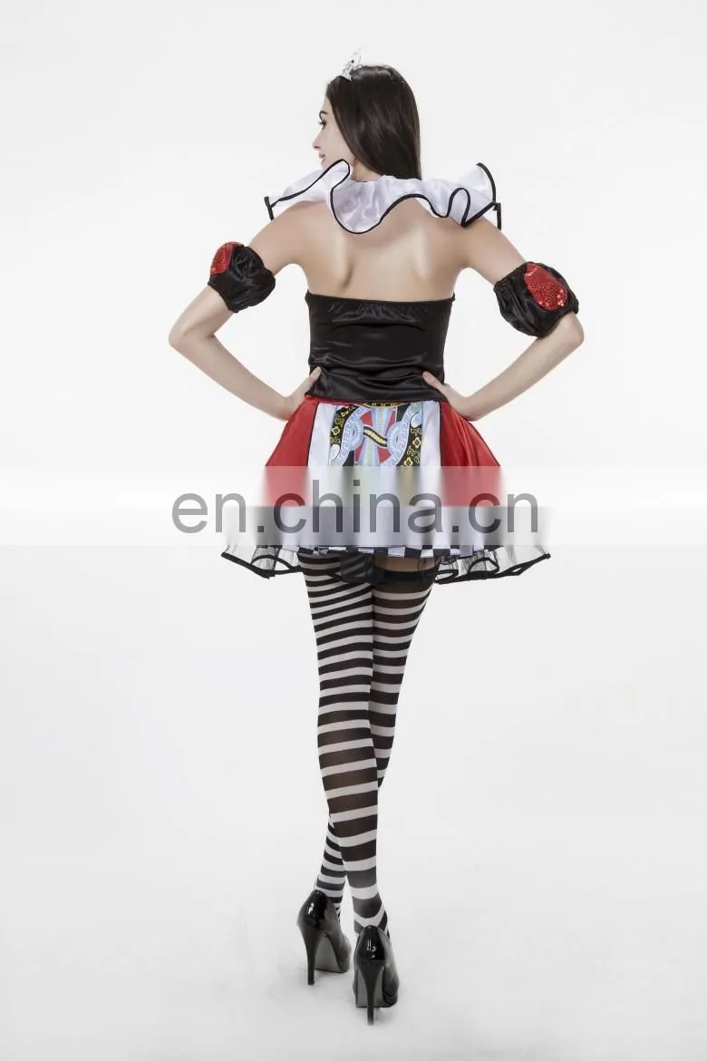 women poker print sexy adult clown costume