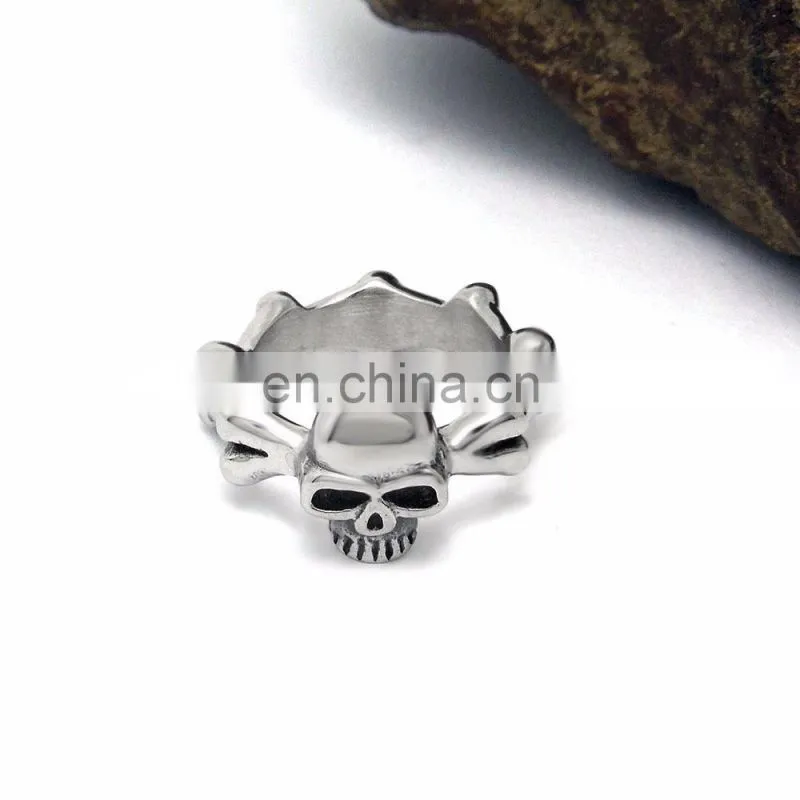 Factory Wholesale punk style antique silver skull rings for men