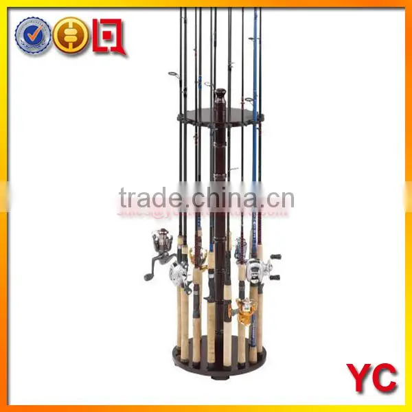 Wood stand display fishing rods