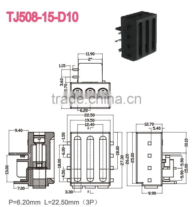 Electric Power Screw Clamp Terminal Block 2.5mm Screwless Terminal Block