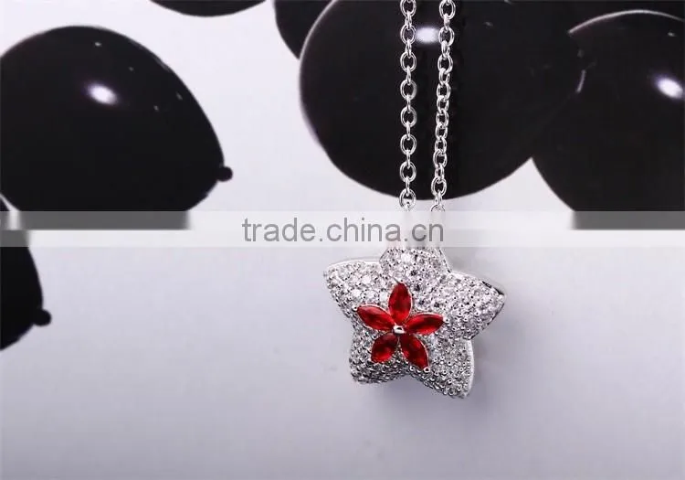 Latest Trend Cocktail Party Colorful Red Cubic Zirconia Star Fancy Jewellery Set