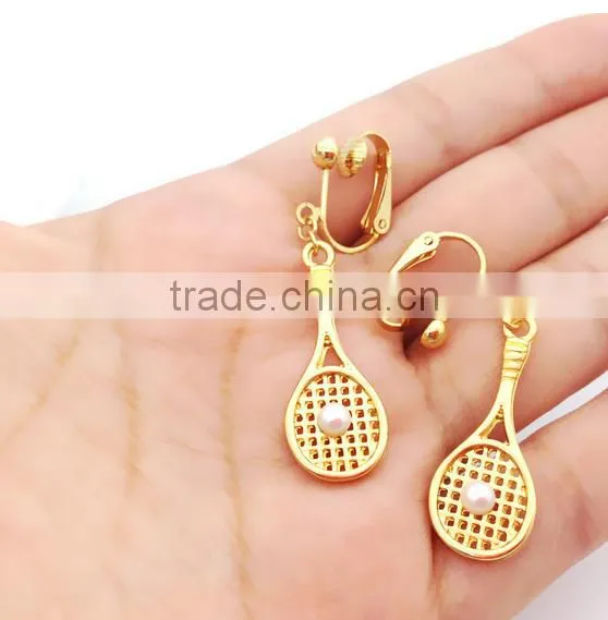 Popular fashion gold earring jewelry models women battledore pendant earring