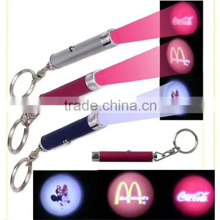 Newest Style led projector keychain torch led projector keyring led logo customed torch keyring
