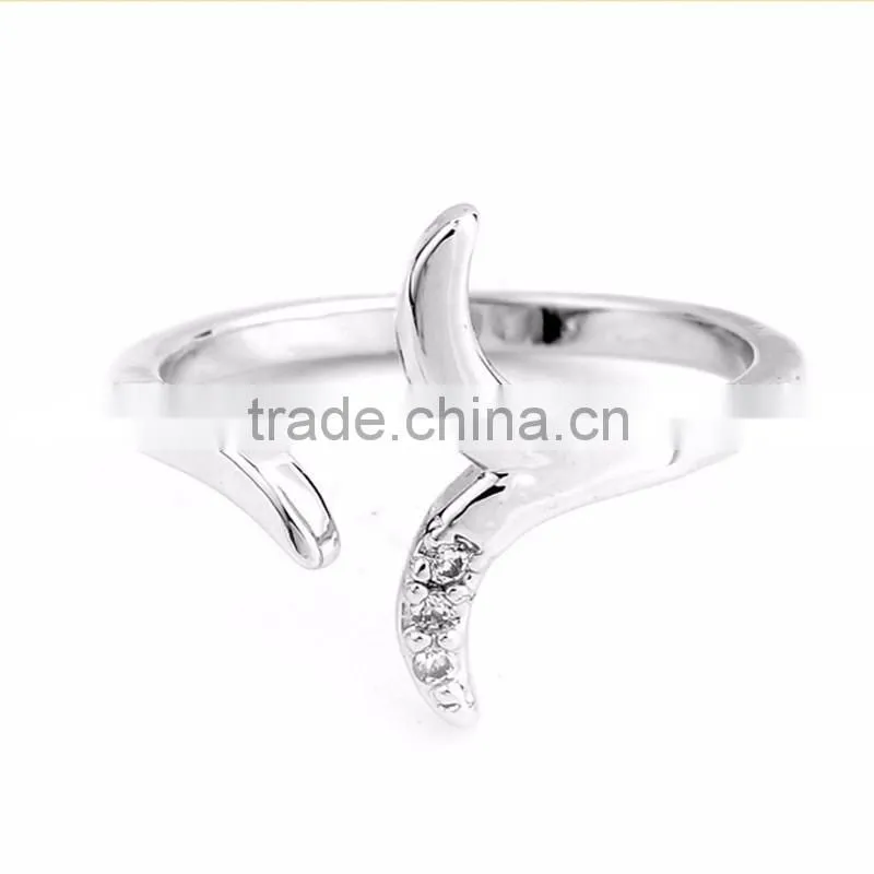 Classical 14k Rose Gold Plated Silver Plated Diamond Sprout Wedding Engagement Ring