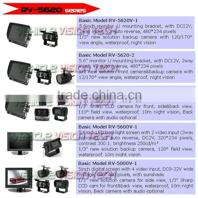 RV-5620V 5.6" 24 volt reverse camera system for Vans/trucks/buses/motor homes
