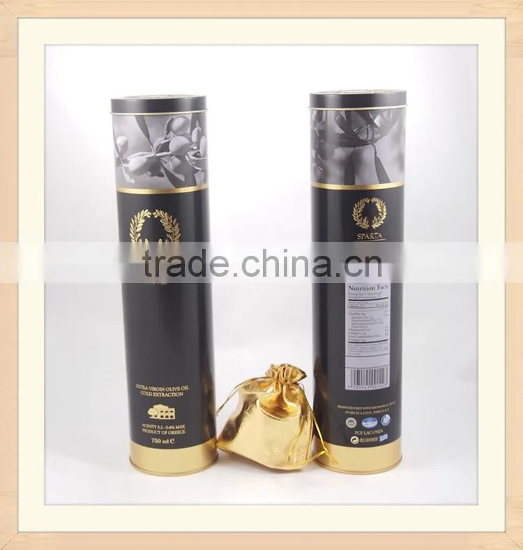 high round tin whiskey box with print