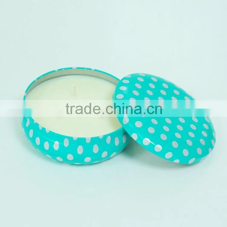paraffin wax scented tin candle with metal lid