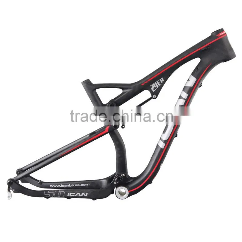 29er full suspension carbon mountain bike frame , 12K glossy suspension frame 29er AC036