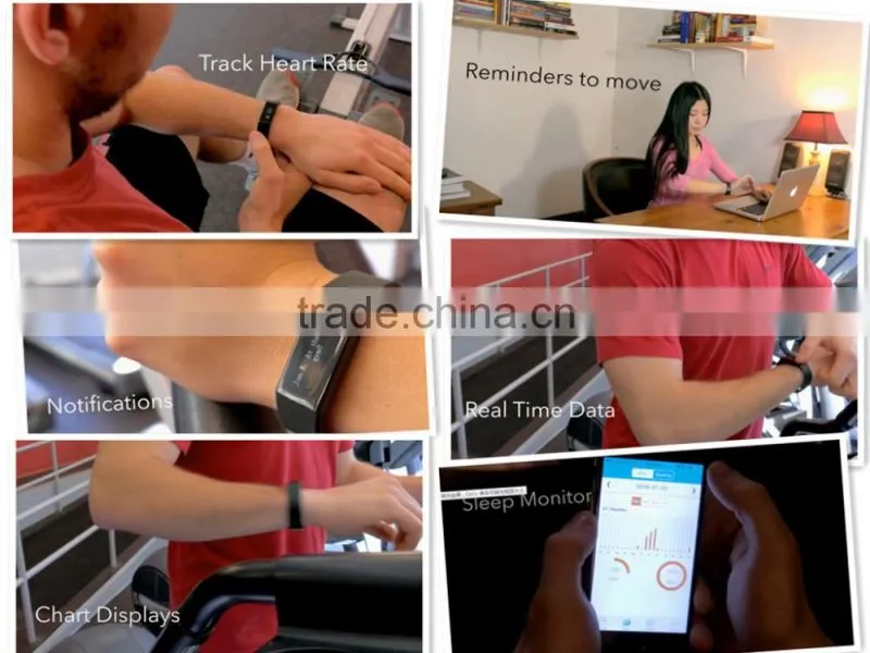 2016 OLED touch Bluetooth 4.0 waterproof fitness pedometers with heart rate monitor calorie counter smart bracelet wristband