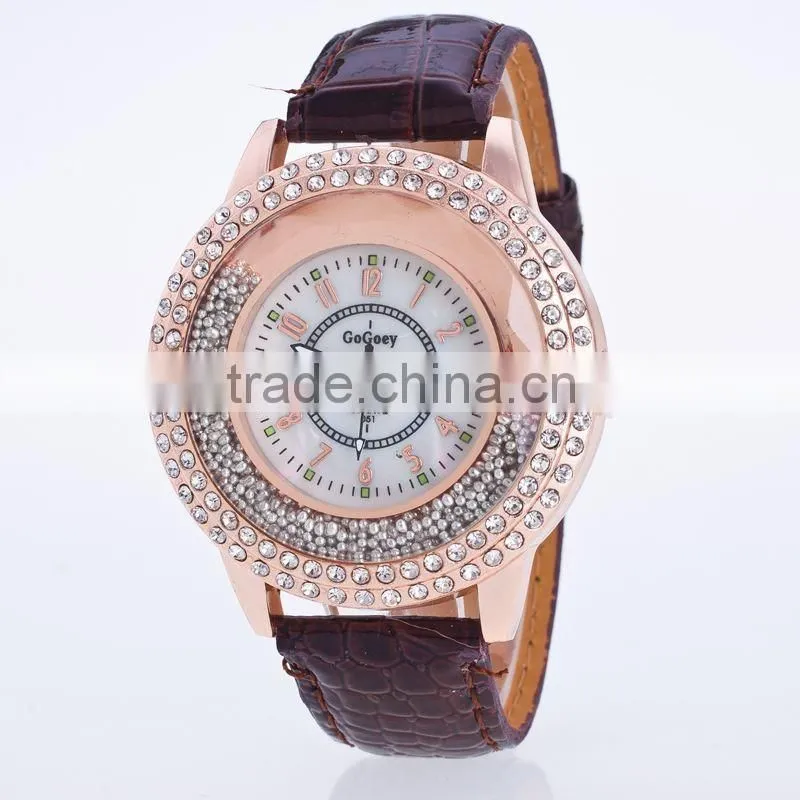 HH189 Famous Brand GOGOEY Diamond women Watches top Quality Leather Strap Dress Watch Quartz Watch Hours clock women montre femm