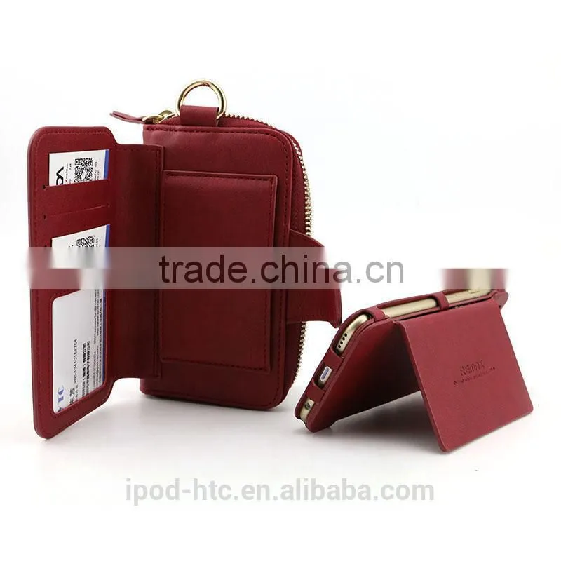2015 New arrivals trading wallet purse leather case for iphone 6