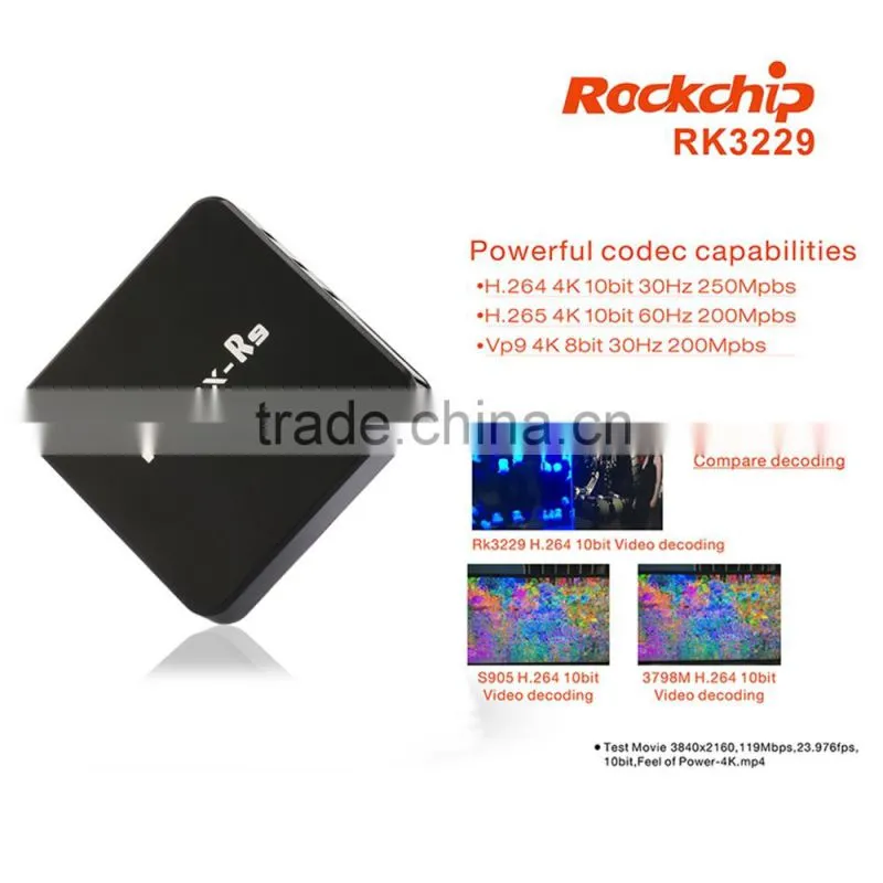 R9 Rockchip RK3229 Quad Core Android TV Box XBMC Kodi 16.0 Android 4.4 1G/8G WiFi H.265 TV BOX