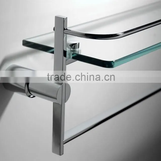 2014 new design high quality bathroom 2 tier glass shelf shampoo holder