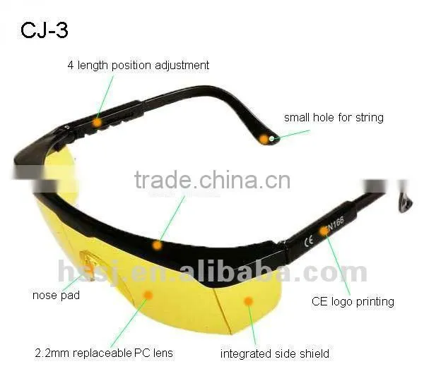 trendy safety glasses PC lens & adjustable safety glasses PA feet industrial safety glasses