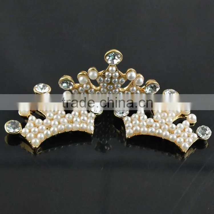 Lovely Pearl Crown Embellishment Flat Back,DIY Rhinestone Brooch Accessories