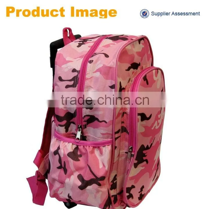alibaba China wholesale stylish cute customized camo kids trolley school bag