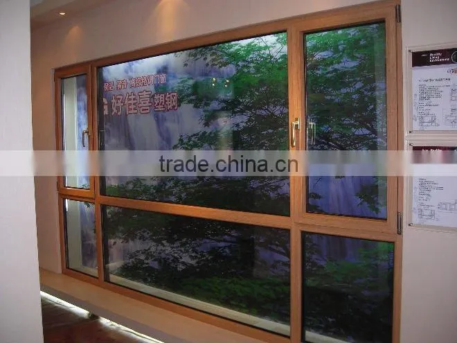 brown upvc casement window with fixes glass windows