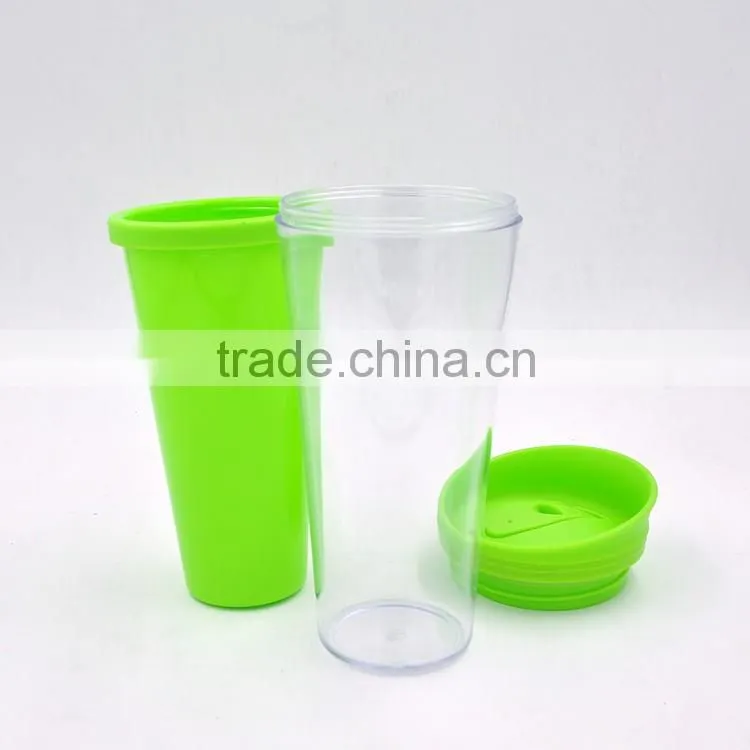 400ml BPA Free Double Wall Plastic Cup With Screw On Lid