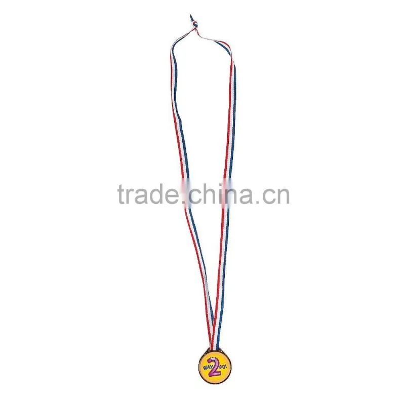 Custom Design Reward Souvenir Award Cheap Plastic Gold Academic Achievement Medals with Nylon Ribbon Necklace