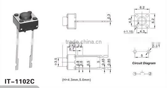 6*6 Tact switch &Miniature Type Digital Camera Push bottom Tact Switch