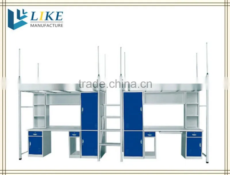 School furniture steel dormitory bed with desk