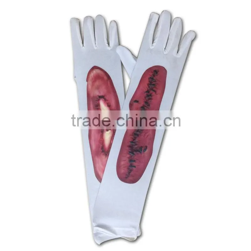 white halloween costume long arm gloves LG-027