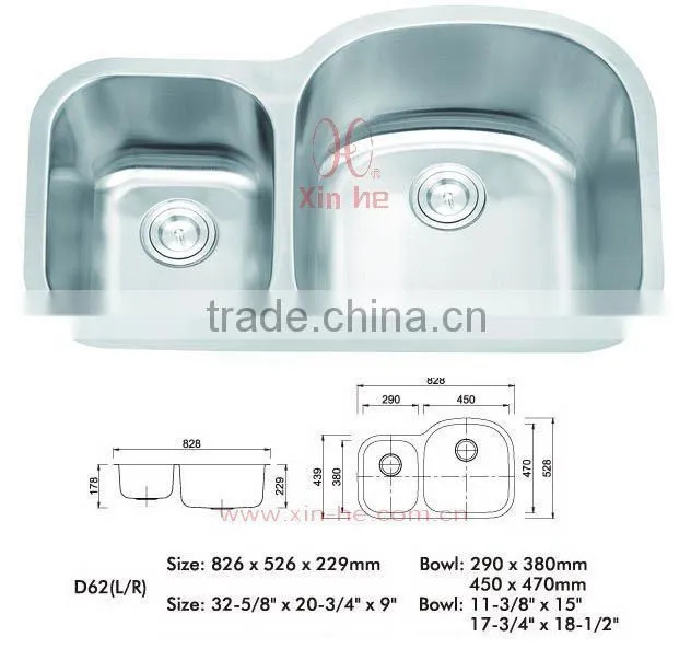 Double drainer stainless steel kitchen sink cabinet