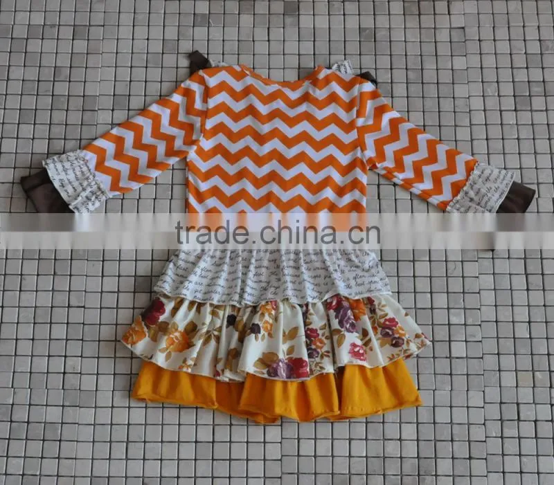 CHEVRON RUFFLED WESTERN KIDS TURKEY THANKSGIVING OUTFITS