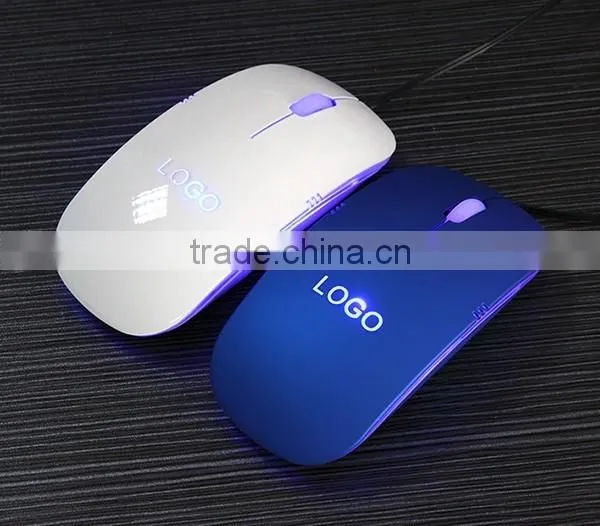 Lighting up custom logo slim mouse with cable