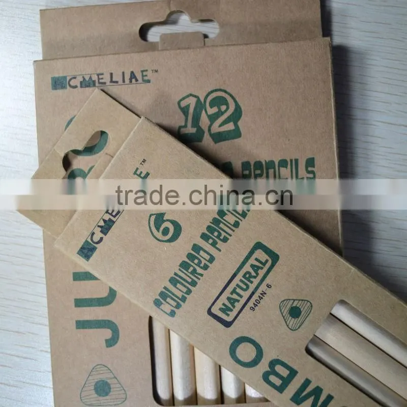 7" jumbo size triangular shape high quality 5.0mm color lead natural wood colored pencil