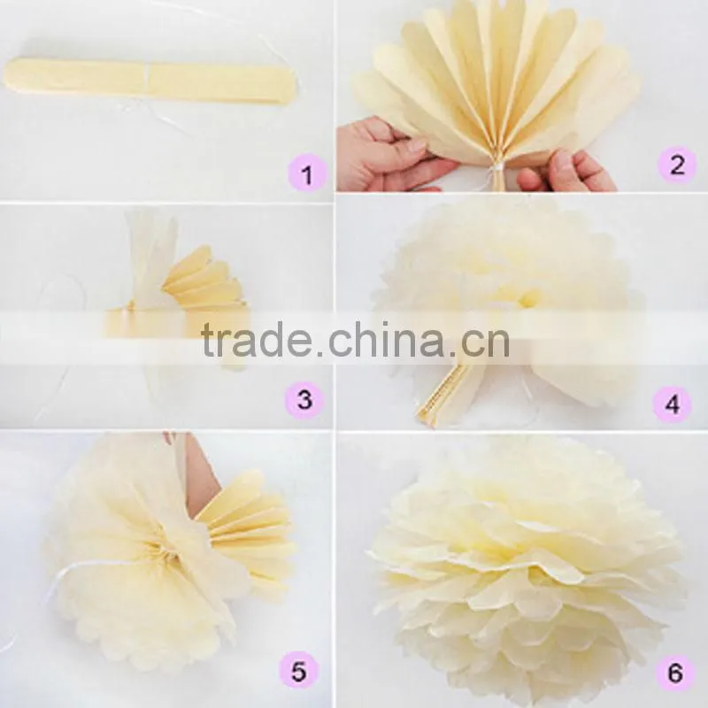 Tissue paper Pom Poms flower ball for indian wedding decoration pots
