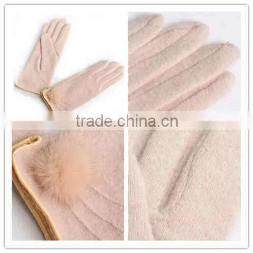 color sheep wool gloves with plush ball
