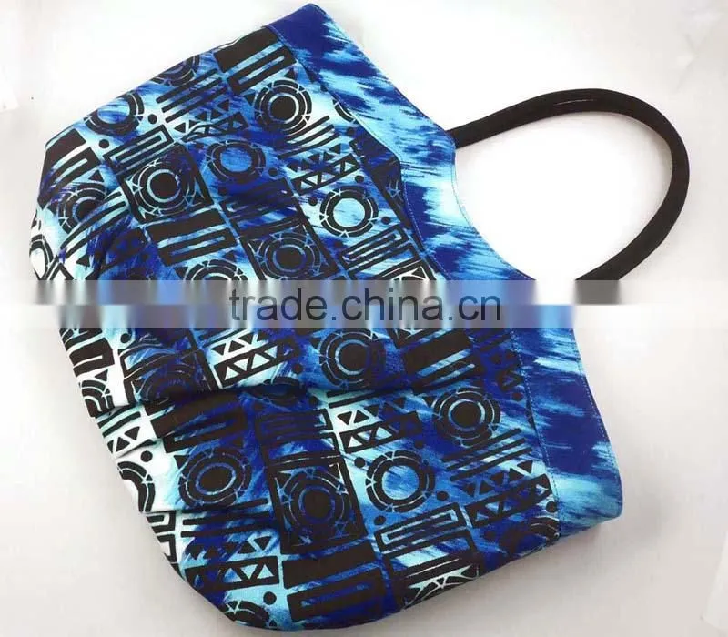 WLCH-2 (2) 100%Cotton canvas blue tribal printed designer handbag