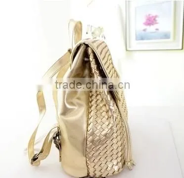 New design white backpack knit lines leather backpack fashion hot sale backpack