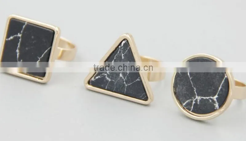 Black and White Turquoise alloy ring with different shapes