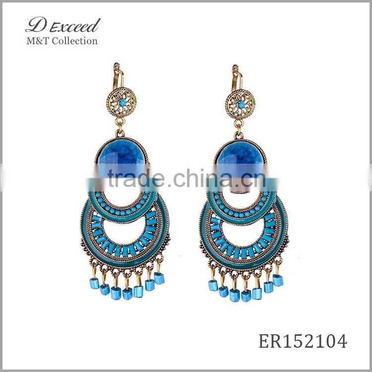 Wholesale Jewelry Yiwu Factory Ladies/Women's Ethnic Bohemian Resin Earrings Dangle Earrings Tassels Drop Earrings