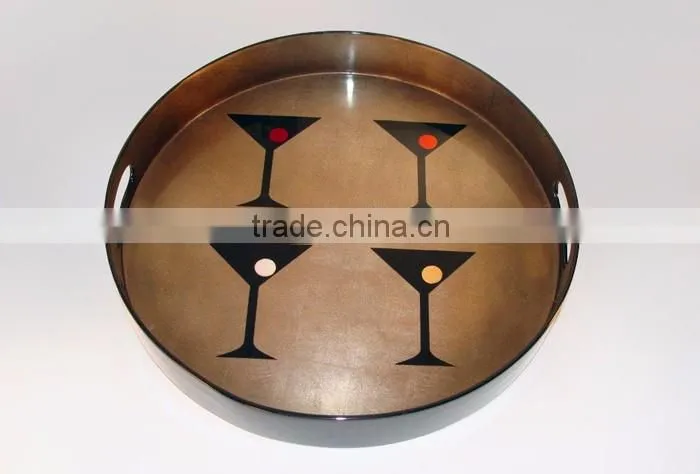 Best selling black lacquer wood serving tray table with Mother of Pearl