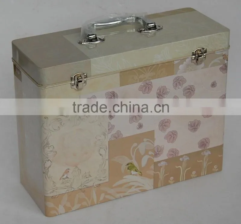 Tin Box with one handle and two lock tool Storage tin box packing tin box